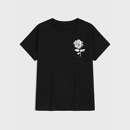 

Men's Unisex T shirt Shirt Hot Stamping Floral Plants Plus Size Print Short Sleeve Casual Tops 100% Cotton Casual Fashion Round Neck Black / Summer