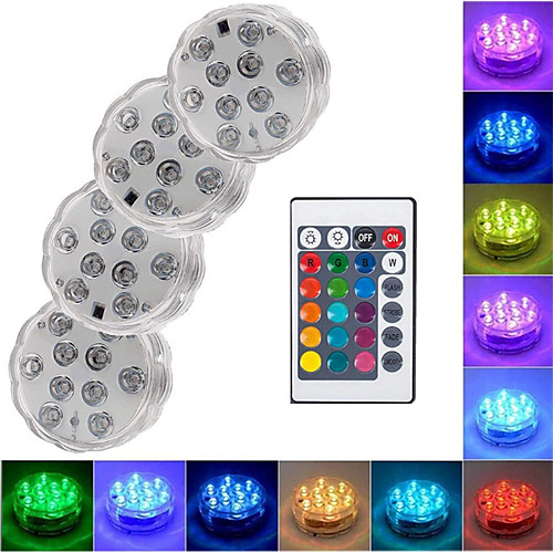 

4pcs Remote Controlled RGB Submersible Light Battery Operated Underwater Night Lamp Outdoor Vase Bowl Garden Party Decoration