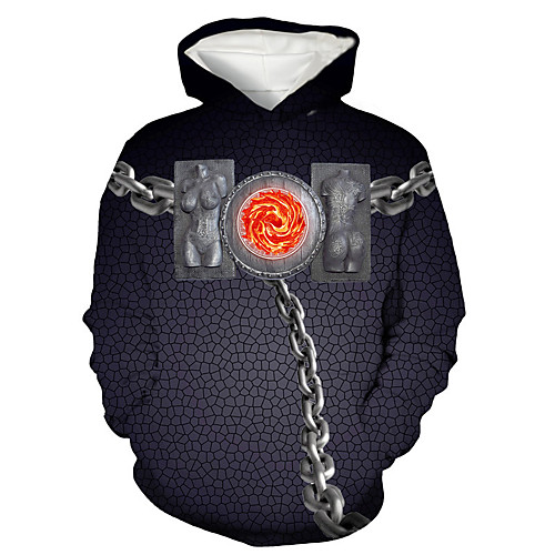 

Men's Pullover Hoodie Sweatshirt Cartoon 3D Print Hooded Daily Holiday 3D Print 3D Print Hoodies Sweatshirts Long Sleeve Black