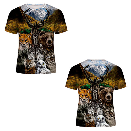 

Men's T shirt 3D Print 3D Rivet Mesh Short Sleeve Casual Tops Brown