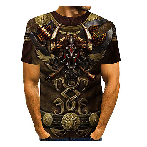 

Men's T shirt Shirt 3D Print Cartoon 3D 3D Print Short Sleeve Daily Tops Casual Fashion Round Neck Yellow / Summer