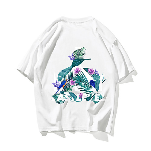 

Men's T shirt Hot Stamping Plants Print Short Sleeve Daily Tops 100% Cotton Basic Casual White Black