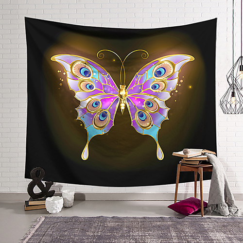 

Wall Tapestry Art Decor Blanket Curtain Hanging Home Bedroom Living Room Decoration Polyester Purple Gold Butterfly