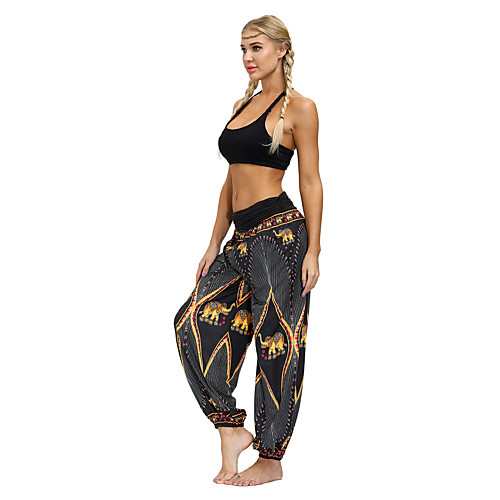 

Women's Yoga Boho Comfort Pants Bloomers Pants Pattern Full Length Print Gray
