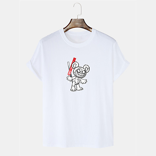 

Men's Unisex T shirt Hot Stamping Cartoon Graphic Prints Plus Size Short Sleeve Casual Tops 100% Cotton Fashion White Black Blue