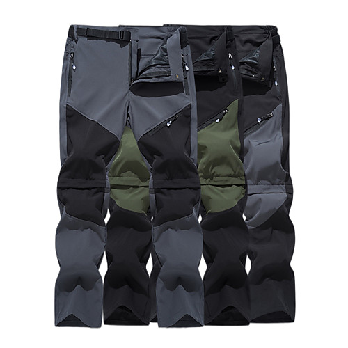 

Men's Convertible Pants / Zip Off Pants Hiking Pants Trousers Patchwork Outdoor Water Resistant Quick Dry Stretch Multi Pockets Spandex 4 Zipper Pockets Elastic Waist Pants Army Green