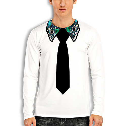 

Men's T shirt 3D Print Cartoon 3D Print Long Sleeve Daily Tops Casual Fashion White