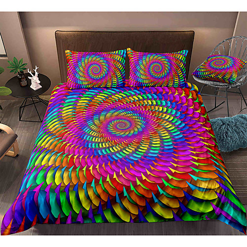 

Colorful Tie Dye 3-Piece Duvet Cover Set Hotel Bedding Sets Comforter Cover with Soft Lightweight Microfiber, Include 1 Duvet Cover, 2 Pillowcases for Double/Queen/King(1 Pillowcase for Twin/Single)