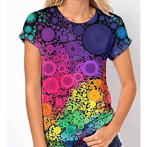 

Women's Holiday Painting T shirt Graphic 3D Print Round Neck Basic Tops Purple