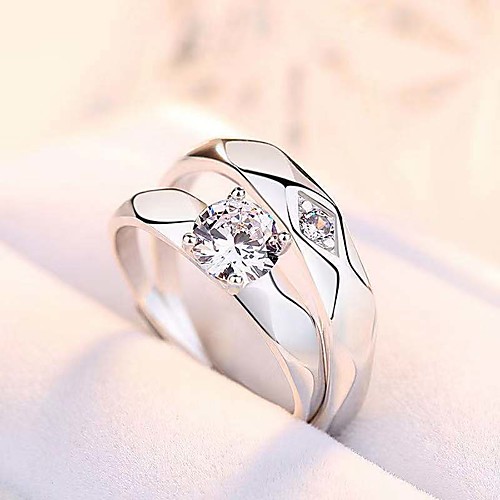 

Couple Rings Synthetic Diamond Solitaire Silver S925 Sterling Silver Love Precious Elegant Fashion 1 Pair Adjustable / Couple's / Adjustable Ring