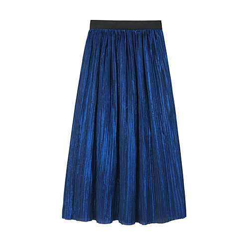 

Women's Vacation Going out Elegant Streetwear Skirts Solid Colored Pleated Purple Wine Green / Loose