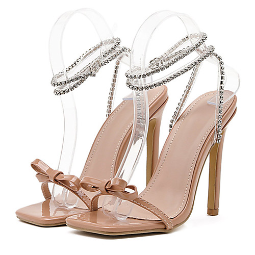 

Women's Sandals Stiletto Heel Square Toe High Heel Sandals Casual Daily Walking Shoes PU Solid Colored Almond Black