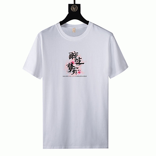 

Men's T shirt Hot Stamping Graphic Prints Short Sleeve Casual Tops 100% Cotton Fashion White Blue Red