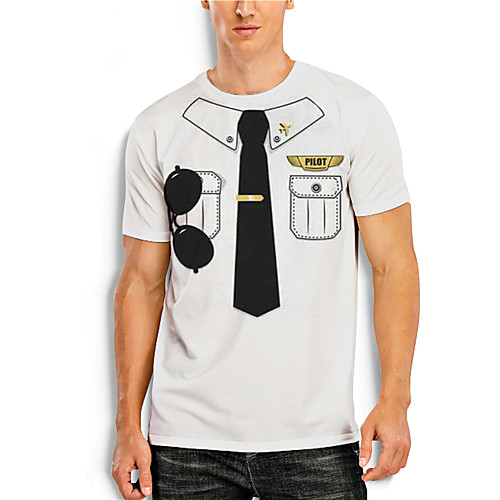 

Men's T shirt 3D Print Cartoon 3D 3D Print Short Sleeve Daily Tops Casual Fashion White