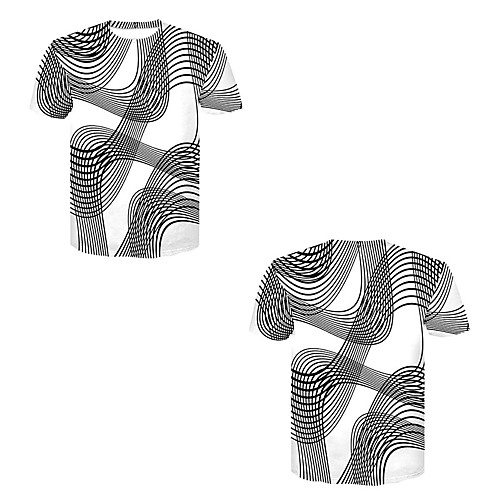 

Men's T shirt 3D Print 3D Rivet Mesh Short Sleeve Casual Tops Black / White