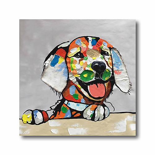 

Nursery Oil Painting Hand Painted Square Animals Pop Art Modern Realism Stretched Canvas