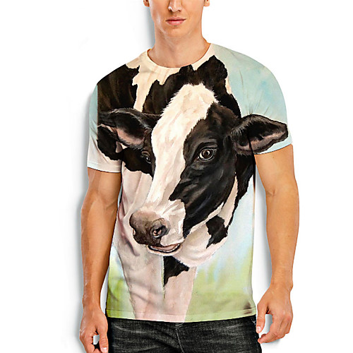 

Men's T shirt Shirt 3D Print Graphic Prints Buffalo 3D Print Short Sleeve Daily Tops Casual Fashion Round Neck Black / White / Summer