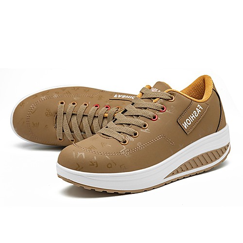 

Women's Sneakers Flat Heel Round Toe Casual Daily Outdoor Walking Shoes PU Black Red Blue