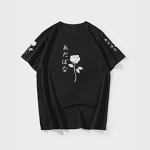 

Men's Unisex T shirt Hot Stamping Floral Plants Plus Size Print Short Sleeve Casual Tops 100% Cotton Casual Fashion Black