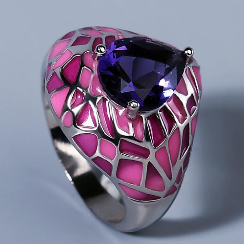 

Band Ring AAA Cubic Zirconia Fancy Silver Brass Floral Theme Grape Statement Artistic Unique Design 1pc 6 7 8 9 10 / Women's