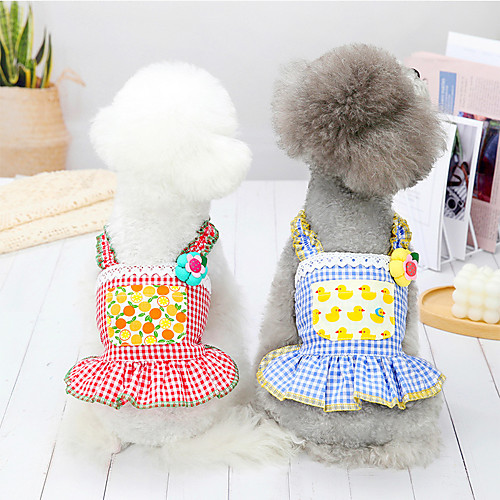 

Dog Cat Dress Vest Flower Fruit Elegant Adorable Cute Dailywear Casual / Daily Dog Clothes Puppy Clothes Dog Outfits Breathable Red Blue Costume for Girl and Boy Dog Polyster XS S M L XL