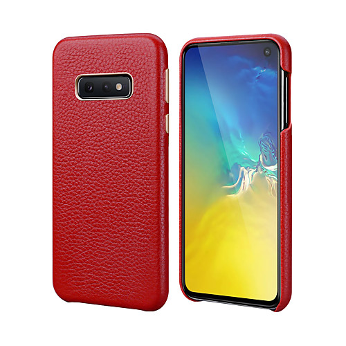 

Phone Case For Samsung Galaxy Back Cover Leather S10 S10 Galaxy S10 E Shockproof Solid Color Genuine Leather