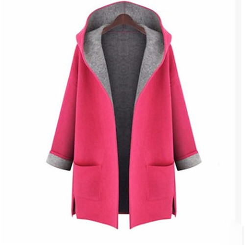 

Women's Coat Causal Fall Winter Coat Jacket Plain Yellow Rose Red