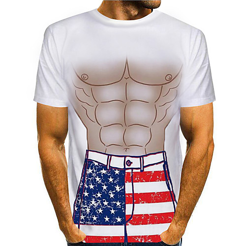 

Men's T shirt 3D Print Cartoon 3D Print Short Sleeve Daily Tops Casual Fashion White