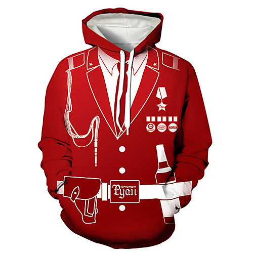 

Men's Pullover Hoodie Sweatshirt Cartoon Print Hooded Daily Holiday 3D Print 3D Print Hoodies Sweatshirts Long Sleeve Red