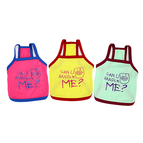 

Dog Cat Shirt / T-Shirt Vest Letter & Number Basic Adorable Cute Dailywear Casual / Daily Dog Clothes Puppy Clothes Dog Outfits Breathable Yellow Green Rose Costume for Girl and Boy Dog Polyster S M