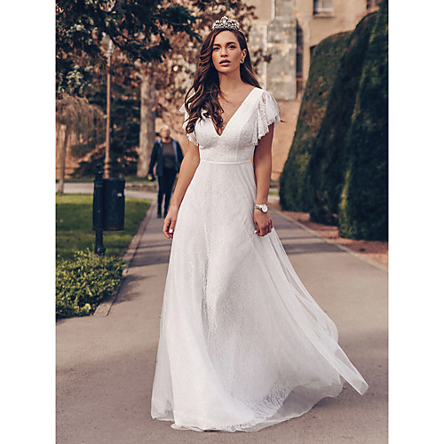 

Women's A Line Dress Maxi long Dress Blushing Pink Dusty Rose Dusty Blue White Light gray Light Blue Short Sleeve Solid Color Ruffle Lace Fall Spring V Neck Elegant Formal Loose 2021 S M L XL XXL 3XL