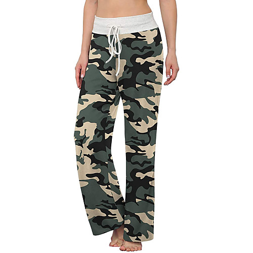 

Women's Casual / Sporty Comfort Weekend Home Chinos Pants Camouflage Full Length Drawstring Black Blue Red Blushing Pink Green