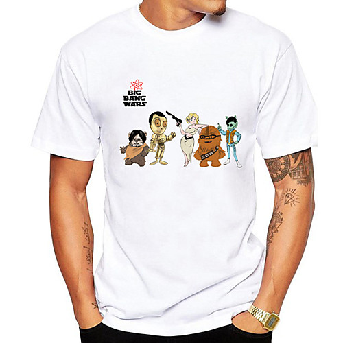 

Men's Unisex T shirt Hot Stamping Cartoon Plus Size Print Short Sleeve Daily Tops 100% Cotton Basic Casual White