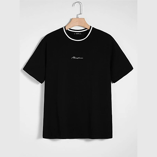 

Men's Unisex T shirt Hot Stamping Letter Plus Size Print Short Sleeve Casual Tops 100% Cotton Casual Fashion Black