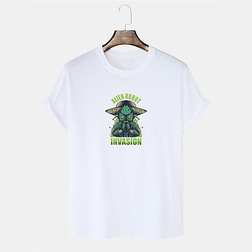 

Men's Unisex T shirt Hot Stamping Cartoon Graphic Prints Letter Plus Size Short Sleeve Casual Tops 100% Cotton Fashion White Black Blue
