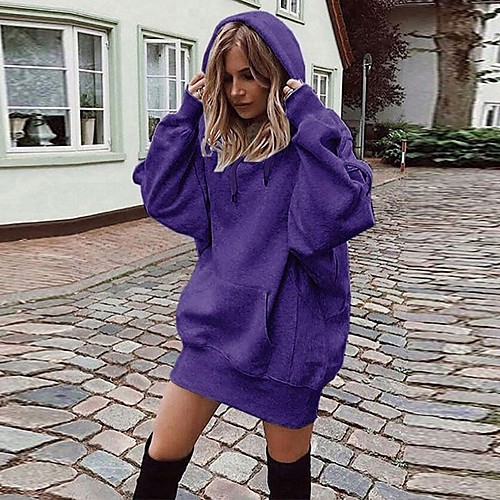 

Women's Hoodie Pullover Plain Daily Weekend non-printing Active Basic Hoodies Sweatshirts Loose Wine Red Blue Purple