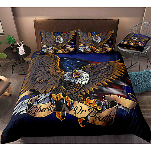 

Eagle Print 3-Piece Duvet Cover Set Hotel Bedding Sets Comforter Cover with Soft Lightweight Microfiber, Include 1 Duvet Cover, 2 Pillowcases for Double/Queen/King(1 Pillowcase for Twin/Single)
