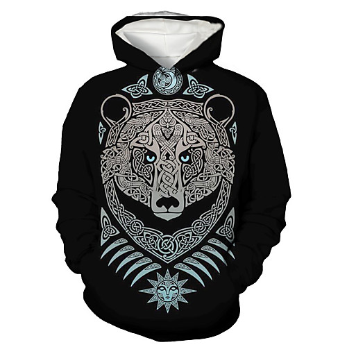 

Men's Pullover Hoodie Sweatshirt 3D Animal Print Hooded Daily Holiday 3D Print 3D Print Hoodies Sweatshirts Long Sleeve Black