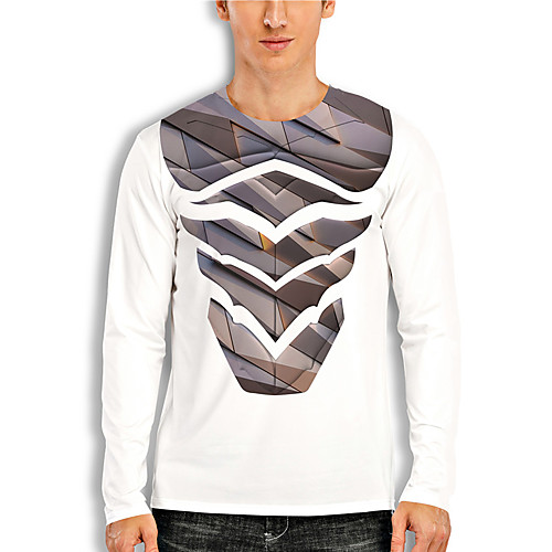 

Men's T shirt 3D Print Cartoon 3D 3D Print Long Sleeve Daily Tops Casual Fashion White
