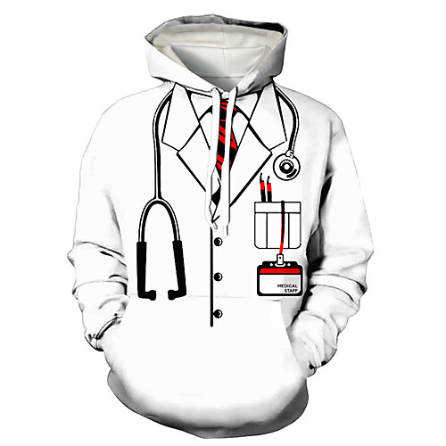 

Men's Pullover Hoodie Sweatshirt Cartoon Print Hooded Daily Holiday 3D Print 3D Print Hoodies Sweatshirts Long Sleeve White