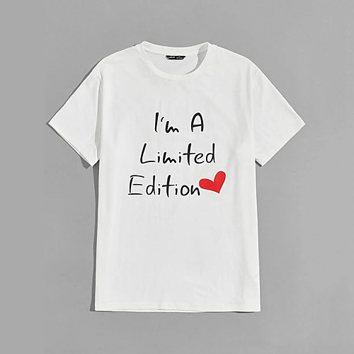 

Men's Unisex T shirt Shirt Hot Stamping Letter Plus Size Print Short Sleeve Casual Tops 100% Cotton Casual Fashion Round Neck White / Summer
