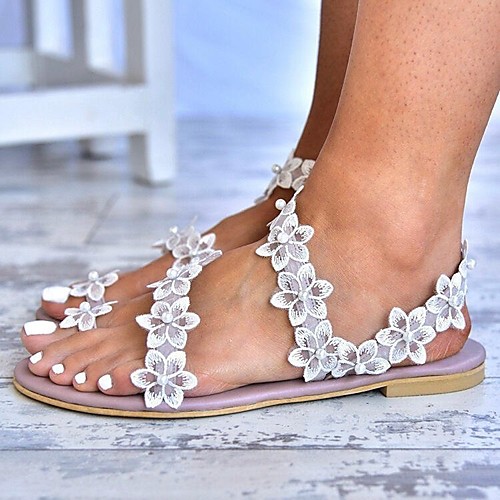 

Women's Sandals Boho Bohemia Beach Flat Heel Open Toe Flat Sandals Casual Daily Walking Shoes PU Light Purple