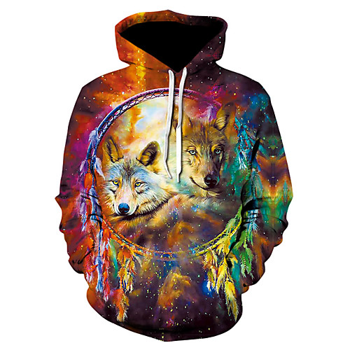 

Men's Pullover Hoodie Sweatshirt 3D Print Hooded 3D Print 3D Print Hoodies Sweatshirts Long Sleeve Loose Purple Yellow Green