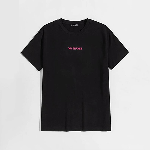 

Men's Unisex T shirt Hot Stamping Letter Plus Size Print Short Sleeve Casual Tops 100% Cotton Casual Fashion Black