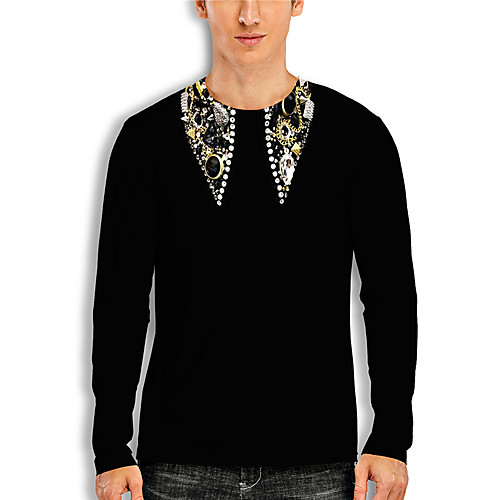 

Men's T shirt 3D Print Cartoon 3D Print Long Sleeve Daily Tops Casual Fashion Black