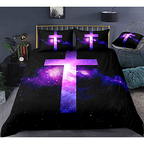 

Easter Cross 3-Piece Duvet Cover Set Hotel Bedding Sets Comforter Cover with Soft Lightweight Microfiber, Include 1 Duvet Cover, 2 Pillowcases for Double/Queen/King(1 Pillowcase for Twin/Single)