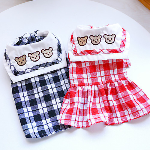 

Dog Cat Dress Plaid Elegant Adorable Cute Dailywear Casual / Daily Dog Clothes Puppy Clothes Dog Outfits Breathable Black Red Costume for Girl and Boy Dog Polyester XS S M L XL