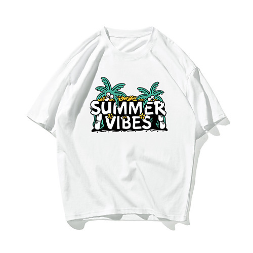 

Men's Unisex T shirt Hot Stamping Letter Plus Size Print Short Sleeve Daily Tops 100% Cotton Basic Casual White Black