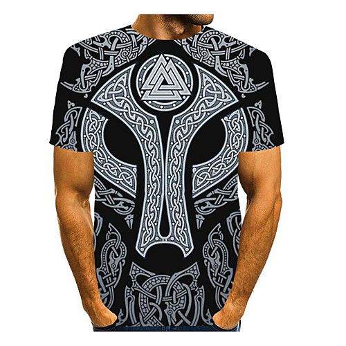 

Men's T shirt Shirt 3D Print Cartoon 3D 3D Print Short Sleeve Daily Tops Casual Fashion Round Neck Black / Summer