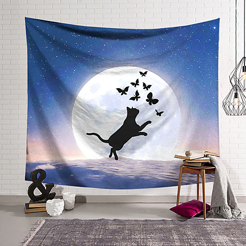 

Wall Tapestry Art Decor Blanket Curtain Hanging Home Bedroom Living Room Decoration Polyester Cat Butterfly Starry Sky